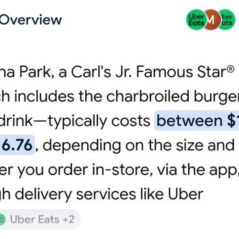 RJ Burgers - Carl's Jr. price for the same meal - Burgers Near Me - Buena Park, California