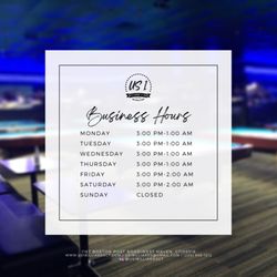 US 1 Billiards - Normal Business Hours