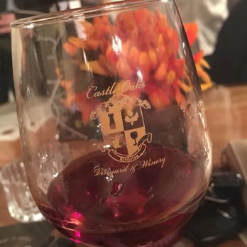 Castle Oaks Vineyard & Winery - Logo on wine glass. - Wine Tasting Room Near Me - Athens, Texas
