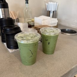 Matcha con calma + oat milk & matcha latte +oat Matcha con calma + oat milk & matcha latte +oat