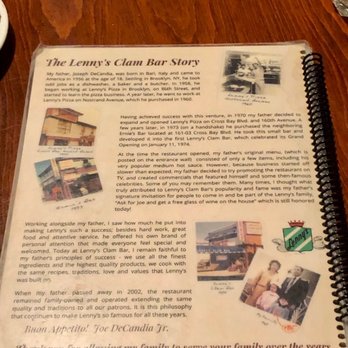 Lenny's Clam Bar - Restaurant history - Seafood Near Me - Howard Beach, New York