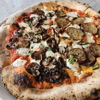 Volturno - Margherita Pizza with 1/2 Meatball and Mushroom - Pizza Near Me - Worcester, Massachusetts Volturno - Margherita Pizza with 1/2 Meatball and Mushroom - Pizza Near Me - Worcester, Massachusetts