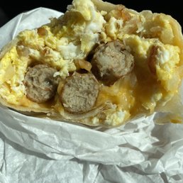 a sausage and egg burrito