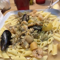 Micali's Trattoria - Seafood (pescatore) scampi over gluten free pasta
