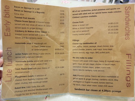 Menu photo 1 Sally's Tea House Carlisle, CMA Menu photo 1 Sally's Tea House Carlisle, CMA