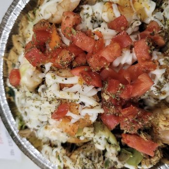 Mr Everything Cafe - Chicken & shrimp rice bowl with vegetables. - Greek Near Me - Atlanta, Georgia