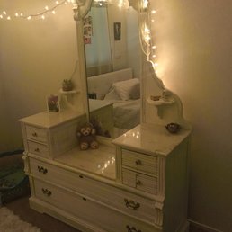 This beauty was perfect for my French Country bedroom design. The mirror is a full body length mirror.