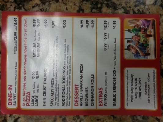 Menu photo 2 Cicis Pizza Katy, TX
