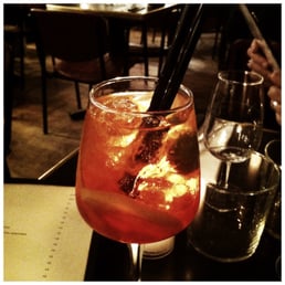 And now for something completely different...a classic Aperol Spritz served with an OLIVE! Bizarre but it works. Oh yes it does.