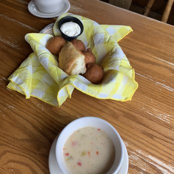 Old Mill Restaurant - Corn Chowder, Corn Fritter, biscuit, and sweet butter - American Near Me - Pigeon Forge, Tennessee