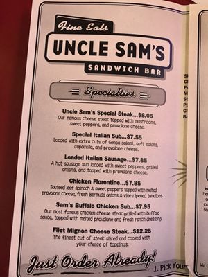 Menu photo 6 Uncle Sam's Sandwich Bar Pittsburgh, PA