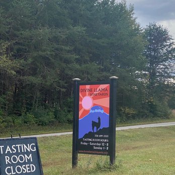 Divine Llama Vineyard - The Entrance Sign - Wineries Near Me - East Bend, North Carolina