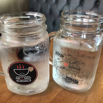 Soup N Burger - Soup N Burger glass (I love that SNB put their logo on these) - Soup Near Me - Brooklyn, New York