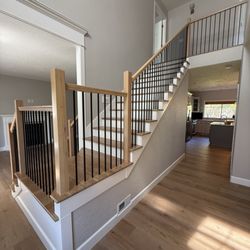 Queens Painting - Stairway stain job and wall/trim paint