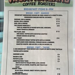 Breakfast menu Breakfast menu