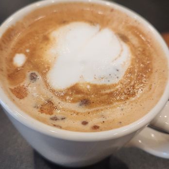 Pace Cafe - Maple Cinnamon Latte. Delicious with bubble bursts of Cinnamon. They have several choices of milk. Their oatmilk is made in house. - Coffee & Tea Near Me - Cleveland, Ohio