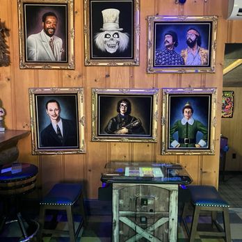 Hicksville Pines - Portrait wall in the rec room - Hotels Near Me - Idyllwild, California