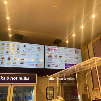 Insomnia Cookies - a display of milks and not milks - Desserts Near Me - New York, New York Insomnia Cookies - a display of milks and not milks - Desserts Near Me - New York, New York