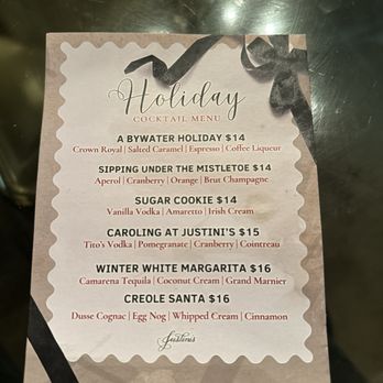 JusTini’s - Holiday cocktails - Seafood Near Me - New Orleans, Louisiana