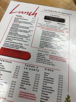 Menu photo 2 Los Chikis Lake Havasu City, AZ