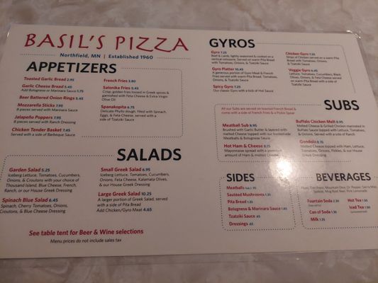 Menu photo 2 Basil's Pizza Palace Northfield, MN