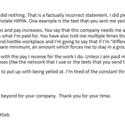 Email before I was forced to quit.