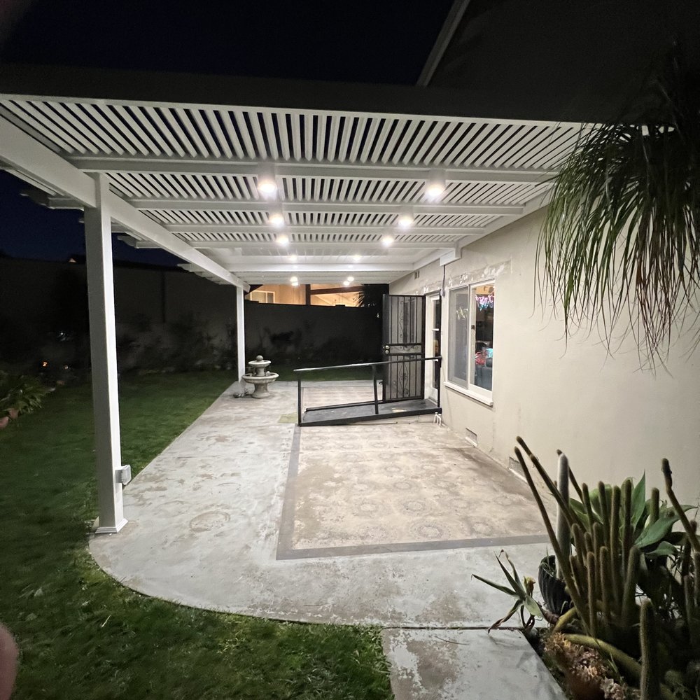 Vinyl Concepts - Our new pergola with LED lights at night. - Fences & Gates Near Me - Torrance, California Vinyl Concepts - Our new pergola with LED lights at night. - Fences & Gates Near Me - Torrance, California