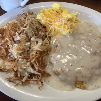 Hot Pancakes - Chicken Fried Chicken, hash browns, and scrambled eggs with cheese - Breakfast & Brunch Near Me - Richardson, Texas Hot Pancakes - Chicken Fried Chicken, hash browns, and scrambled eggs with cheese - Breakfast & Brunch Near Me - Richardson, Texas