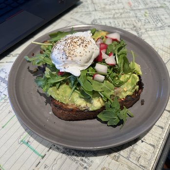 Coffeebar - Avocado toast (tasty, could have used more lemon + avocado, a bit colder than preferable) - Coffee & Tea Near Me - Menlo Park, California