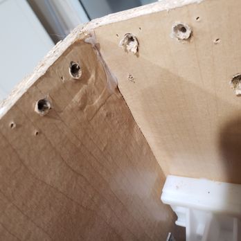 KB Design Solutions - Water damage on the kitchen island. They tried to hide this.  I found it when I took it apart a week later. - Cabinetry Near Me - Topeka, Kansas