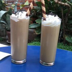Cafe Antigua - The drink I got is the Rum flavored Frappuccino (right) The other drink is the Vanilla Frappuccino (left) They are both really good