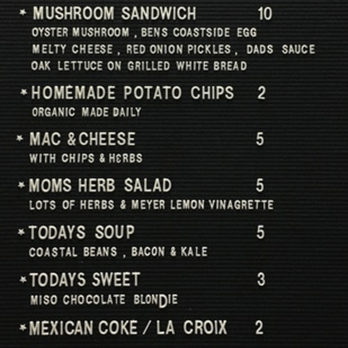 Dad's Luncheonette - MENU - New American Near Me - Half Moon Bay, California