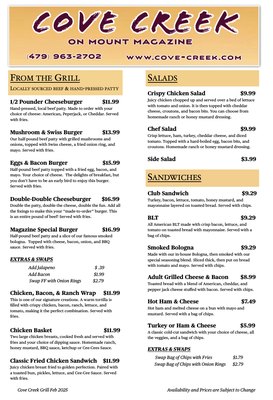 Menu photo 3 Cove Creek Country Store Paris, AR