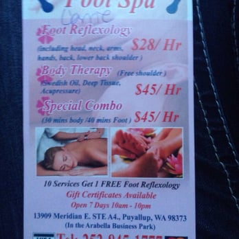 Relaxation Foot Spa - Picked up a flyer - that have a buy 10 get one free card! - Massage Near Me - Puyallup, Washington
