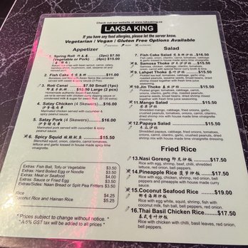Laksa King - Menu - Burmese Near Me - Vancouver, British Columbia