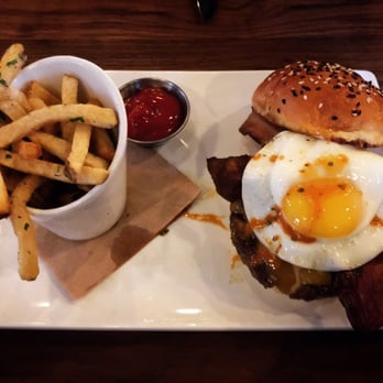 Eureka! - Egg jalapeño burger, comes with a side of fries. - American Near Me - Cupertino, California Eureka! - Egg jalapeño burger, comes with a side of fries. - American Near Me - Cupertino, California