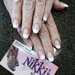 Pink and white sculptured Tammy Taylor n nails