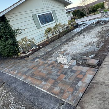 Solorio Landscaping - Pavers being half way done - Landscaping Near Me - San Jose, California
