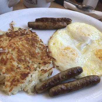 Sammy's Stackhouse - Sausage & 3 Eggs $9.99 includes 3 over medium eggs, 4 sausage links, hash browns, and 3 blueberry pancakes - American Near Me - Orange, California Sammy's Stackhouse - Sausage & 3 Eggs $9.99 includes 3 over medium eggs, 4 sausage links, hash browns, and 3 blueberry pancakes - American Near Me - Orange, California
