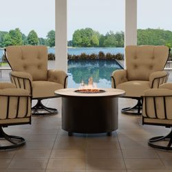 Yard Art Patio & Fireplace - Colleyville - Chat set by OW Lee (Monterra)