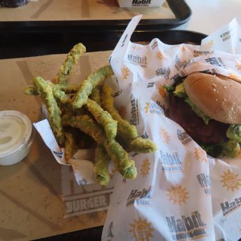 Habit Burger & Grill - Tempura green beans with a side of ranch and a veggie burger. - Burgers Near Me - Eastvale, California