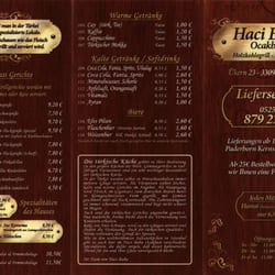 Haci Baba Ocakbaşı - Speisekarte