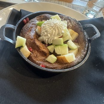 Sabio on Main - Dutch baby pancake with fruit (apples, asian pear and pomegranates) - New American Near Me - Pleasanton, California Sabio on Main - Dutch baby pancake with fruit (apples, asian pear and pomegranates) - New American Near Me - Pleasanton, California