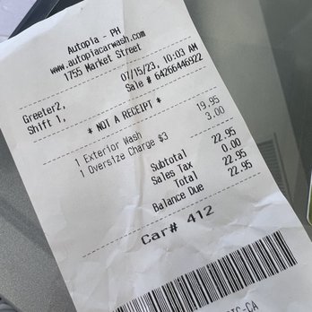 Autopia Car Wash - Concord - Receipt with override surcharge - Car Wash Near Me - Concord, California Autopia Car Wash - Concord - Receipt with override surcharge - Car Wash Near Me - Concord, California