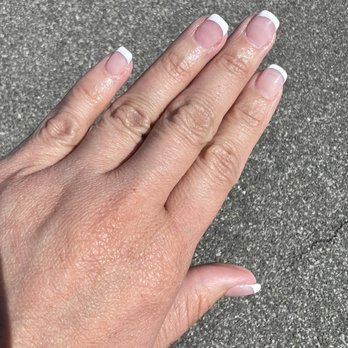Glamour Nails & Spa - Short acrylic set. She did the French tip by hand :) - Nail Salons Near Me - Norco, California