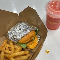 Just Smash It - Double Jalapeño cheddar cheese burger fries and a daquiri