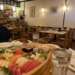 Sushi love boat and spicy chicken Sushi love boat and spicy chicken