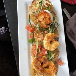 Bistro On The Greens - Fried Green Tomatoes with Shrimp on top