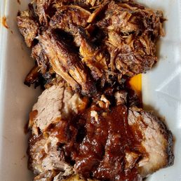 Pulled Pork (top) and Brisket