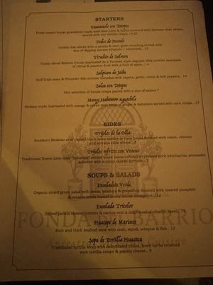 Menu photo 8 Fonda Del Barrio San Diego, CA